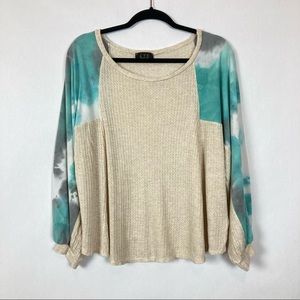 LTX sportswear tie dye dolman sleeve thermal knit top